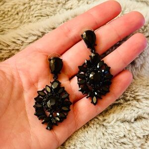Vici Black Deco Gem Statement Earrings